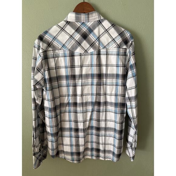 BKE Men's Size Large Western Plaid Pearl Snap Button Up Rodeo Rancher Shirt - Picture 2 of 11